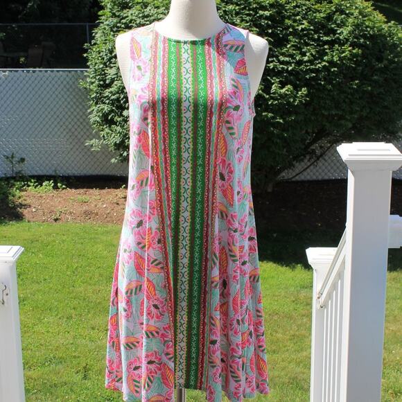 Pappagallo Women's Floral Vibrant Border Print Dress Size Small - Picture 3 of 14